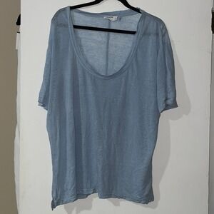 Frame Womens T Shirt  Size L 100% Organic Linen Casual Summer Blue Bell